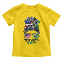 Half American And Brazilian America Brazil Brasil Flag Girl Toddler T Shirt Yes I'm Both of Them