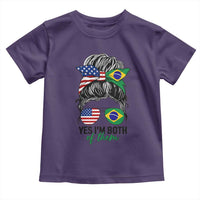 Half American And Brazilian America Brazil Brasil Flag Girl Toddler T Shirt Yes I'm Both of Them