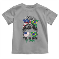 Half American And Brazilian America Brazil Brasil Flag Girl Toddler T Shirt Yes I'm Both of Them