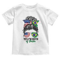 Half American And Brazilian America Brazil Brasil Flag Girl Toddler T Shirt Yes I'm Both of Them