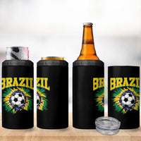 Brazil Soccer Fan 4 in 1 Can Cooler Tumbler Brazilian Football Game Day Fan