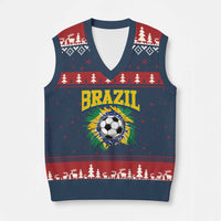 Brazil Soccer Fan V-Neck Knit Sweater Vest Brazilian Football Game Day Fan