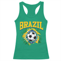 Brazil Soccer Fan Racerback Tank Top Brazilian Football Game Day Fan