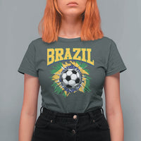 Brazil Soccer Fan T Shirt For Women Brazilian Football Game Day Fan