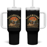 Yellowstone Do Not Pet The Fluffy Cows Tumbler With Handle Funny Bison Meme Wildlife Lover Gift