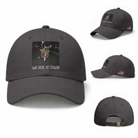 We Ride at Dawn Baseball Cap Funny Racoon Riding Tricycle Chaotic Meme