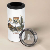 Highway 66 Get Your Kicks Centennial Road Trip 4 in 1 Can Cooler Tumbler Vintage 1976 American Cruiser Motorcycle Lover 100th Anniversary Gift