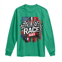 Checkered Flag Racing Long Sleeve Shirt Race Day Team Lover - Wonder Print Shop