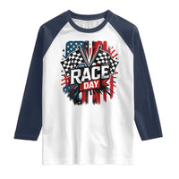 Checkered Flag Racing Raglan Shirt Race Day Team Lover - Wonder Print Shop