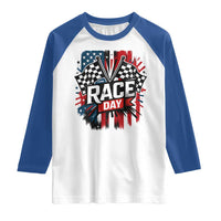 Checkered Flag Racing Raglan Shirt Race Day Team Lover - Wonder Print Shop