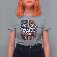 Checkered Flag Racing T Shirt For Women Race Day Team Lover - Wonder Print Shop