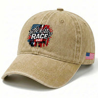 Checkered Flag Racing Washed Cotton Baseball Cap Race Day Team Lover