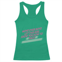 Racing Girl Racerback Tank Top Move Over Boys Funny Quote - Wonder Print Shop