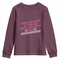 Racing Girl Youth Sweatshirt Move Over Boys Funny Quote - Wonder Print Shop