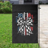 Patriotic Coquette Bow Checkered Flag Race Car Racing Garden Flag - Wonder Print Shop