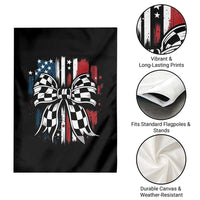 Patriotic Coquette Bow Checkered Flag Race Car Racing Garden Flag - Wonder Print Shop