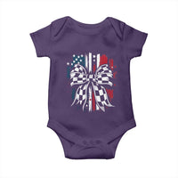 Patriotic Coquette Bow Checkered Flag Race Car Racing Baby Onesie - Wonder Print Shop
