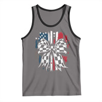 Patriotic Coquette Bow Checkered Flag Race Car Racing Tank Top - Wonder Print Shop