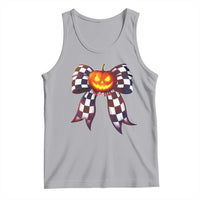 Race Car Halloween Tank Top Pumpkin Checkered Coquette Bow - Wonder Print Shop