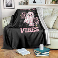 Race Car Halloween Throw Blanket Boo Checkered Coquette Bow - Wonder Print Shop