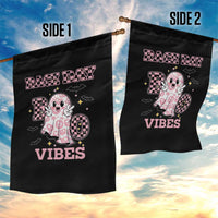 Race Car Halloween Garden Flag Boo Checkered Coquette Bow - Wonder Print Shop