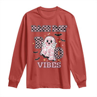 Race Car Halloween Long Sleeve Shirt Boo Checkered Coquette Bow - Wonder Print Shop