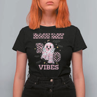 Race Car Halloween T Shirt For Women Boo Checkered Coquette Bow - Wonder Print Shop