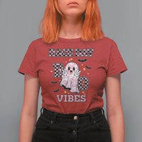 Race Car Halloween T Shirt For Women Boo Checkered Coquette Bow - Wonder Print Shop