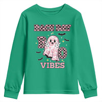 Race Car Halloween Youth Sweatshirt Boo Checkered Coquette Bow - Wonder Print Shop