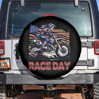 Dirt Bike Girl Spare Tire Cover Patriotic Motocross American Flag Racing - Wonder Print Shop