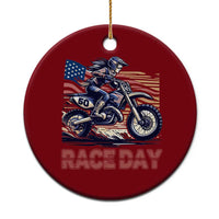 Dirt Bike Girl Ceramic Ornament Patriotic Motocross American Flag Racing - Wonder Print Shop