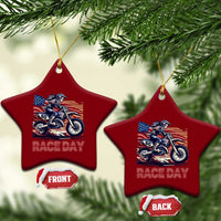 Dirt Bike Girl Ceramic Ornament Patriotic Motocross American Flag Racing - Wonder Print Shop