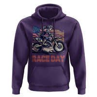 Dirt Bike Girl Hoodie Patriotic Motocross American Flag Racing - Wonder Print Shop