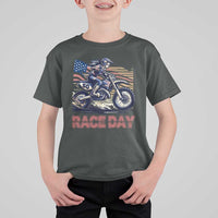 Dirt Bike Girl T Shirt For Kid Patriotic Motocross American Flag Racing - Wonder Print Shop
