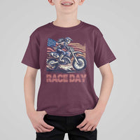 Dirt Bike Girl T Shirt For Kid Patriotic Motocross American Flag Racing - Wonder Print Shop