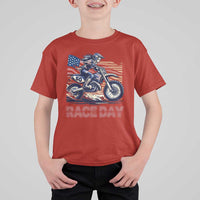 Dirt Bike Girl T Shirt For Kid Patriotic Motocross American Flag Racing - Wonder Print Shop