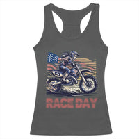 Dirt Bike Girl Racerback Tank Top Patriotic Motocross American Flag Racing - Wonder Print Shop