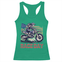 Dirt Bike Girl Racerback Tank Top Patriotic Motocross American Flag Racing - Wonder Print Shop