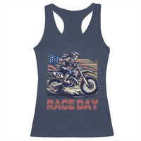Dirt Bike Girl Racerback Tank Top Patriotic Motocross American Flag Racing - Wonder Print Shop