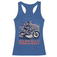 Dirt Bike Girl Racerback Tank Top Patriotic Motocross American Flag Racing - Wonder Print Shop