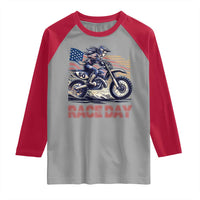 Dirt Bike Girl Raglan Shirt Patriotic Motocross American Flag Racing - Wonder Print Shop