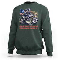 Dirt Bike Girl Sweatshirt Patriotic Motocross American Flag Racing - Wonder Print Shop