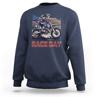 Dirt Bike Girl Sweatshirt Patriotic Motocross American Flag Racing - Wonder Print Shop