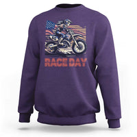 Dirt Bike Girl Sweatshirt Patriotic Motocross American Flag Racing - Wonder Print Shop