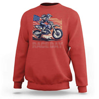 Dirt Bike Girl Sweatshirt Patriotic Motocross American Flag Racing - Wonder Print Shop