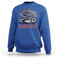 Dirt Bike Girl Sweatshirt Patriotic Motocross American Flag Racing - Wonder Print Shop