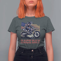Dirt Bike Girl T Shirt For Women Patriotic Motocross American Flag Racing - Wonder Print Shop