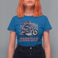 Dirt Bike Girl T Shirt For Women Patriotic Motocross American Flag Racing - Wonder Print Shop