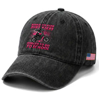 Funny Dirt Bike Girl Washed Cotton Baseball Cap Born To Ride Dirt Bikes Forced To Go To School