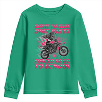 Funny Dirt Bike Girl Youth Sweatshirt Born To Ride Dirt Bikes Forced To Go To School - Wonder Print Shop
